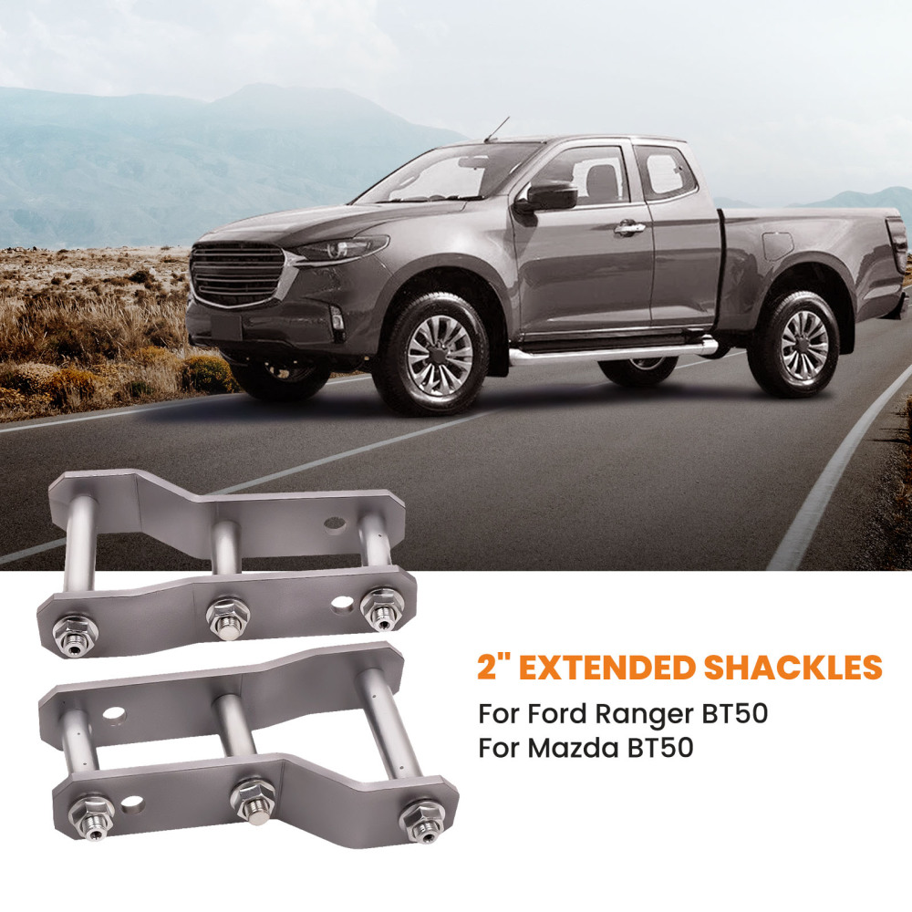 2pcs Extended Rear Shackles Shackle compatible for Ford Ranger compatible for Mazda BT50 2 Inch 45-48 mm