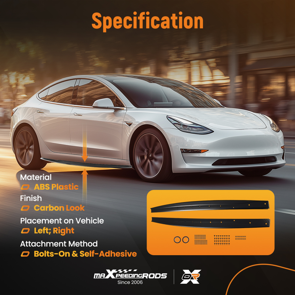 ABS Side Skirt Extension Lip compatible for BMW 4 Series F32 F33 F36 2014-2020 Carbon Look