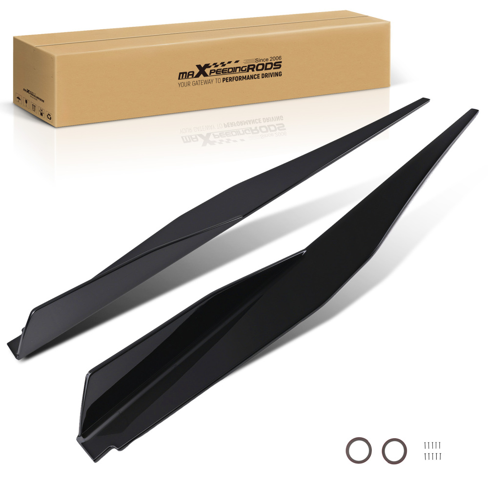 Side Skirt Extension Panel Kit compatible for Chevy Corvette C8 2020-2022 Gloss Black ABS