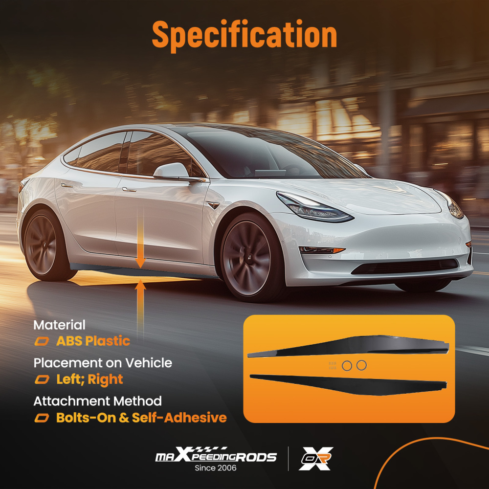 Side Skirt Extension Panel Kit compatible for Chevy Corvette C8 2020-2022 Gloss Black ABS