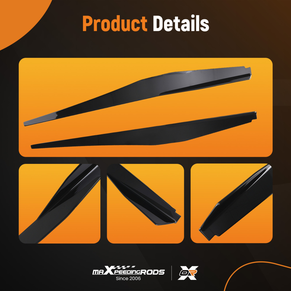 Side Skirt Extension Panel Kit compatible for Chevy Corvette C8 2020-2022 Gloss Black ABS