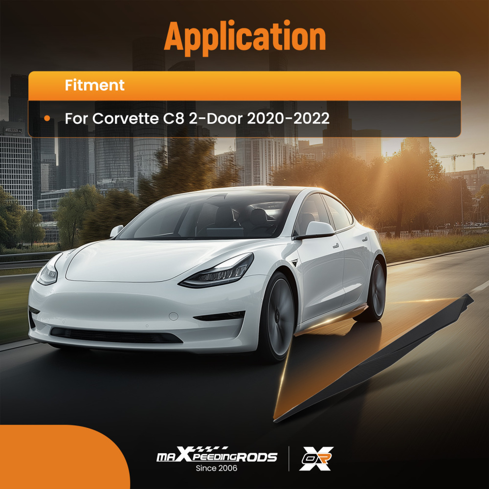 Carbon Look ABS Side Skirt Body Extension Kit compatible for Chevrolet Corvette C8 2020-22