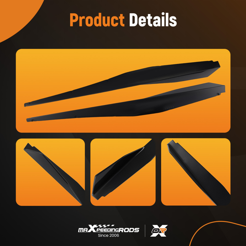 Carbon Look ABS Side Skirt Body Extension Kit compatible for Chevrolet Corvette C8 2020-22