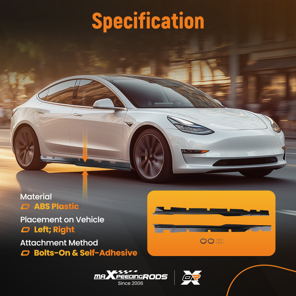 Lower Side Body Extension Kit compatible for Dodge Charger 15-23 Gloss Black ABS