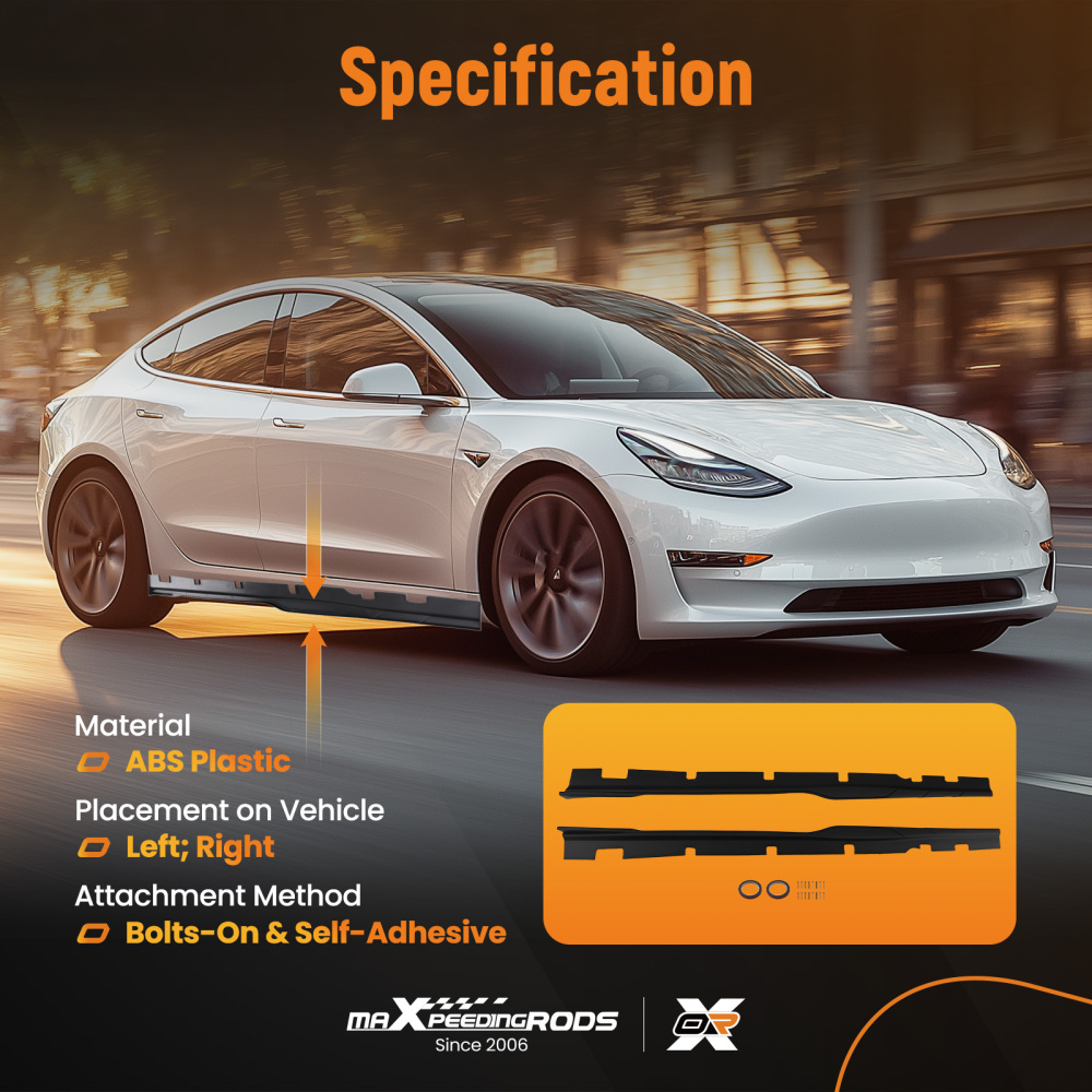 Body Kit Side Skirt Extension Panel Lip compatible for Dodge Charger 15-23 Matte Black 2PC