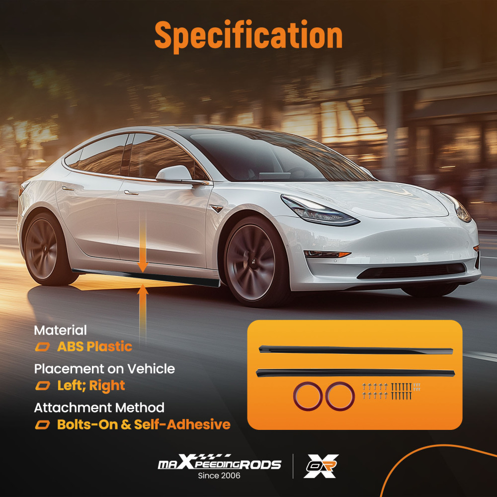 Black ABS Side Skirt Body Kit for VW Golf MK7 R Line 13-20 Extension Panel Gloss