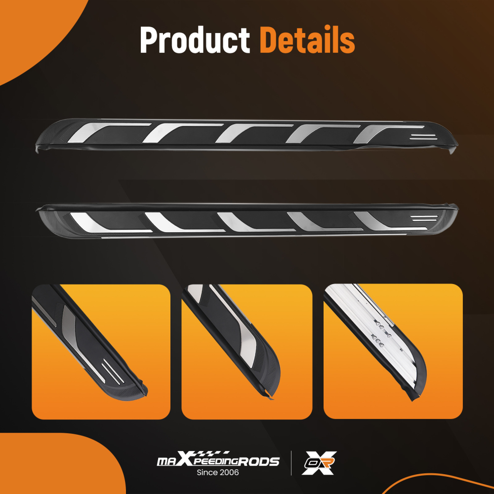 Black Side Step Running Board compatible for AUDI Q7 2017-2023 4M 4MB Aluminum Pair