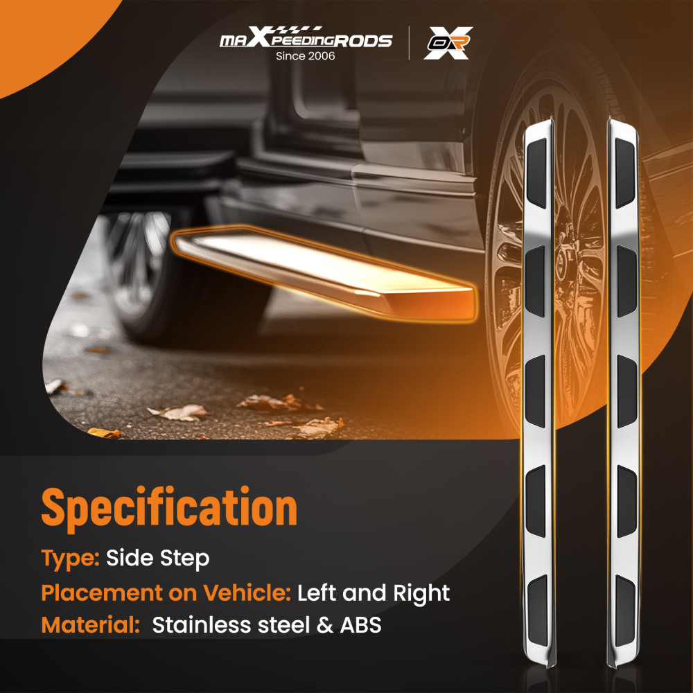 Black Side Steps Nerf Bars compatible for AUDI Q7 4L 2006-15 Running Boards Stainless Steel