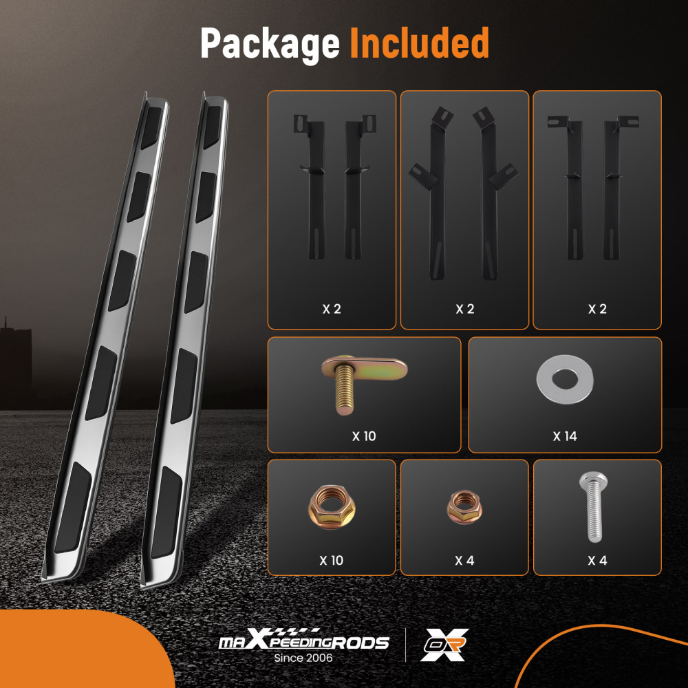 Black Side Steps Nerf Bars compatible for AUDI Q7 4L 2006-15 Running Boards Stainless Steel