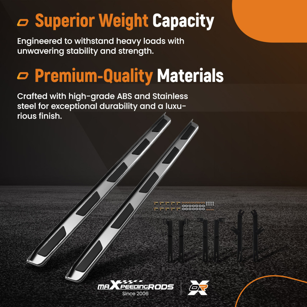 Black Side Steps Nerf Bars compatible for AUDI Q7 4L 2006-15 Running Boards Stainless Steel