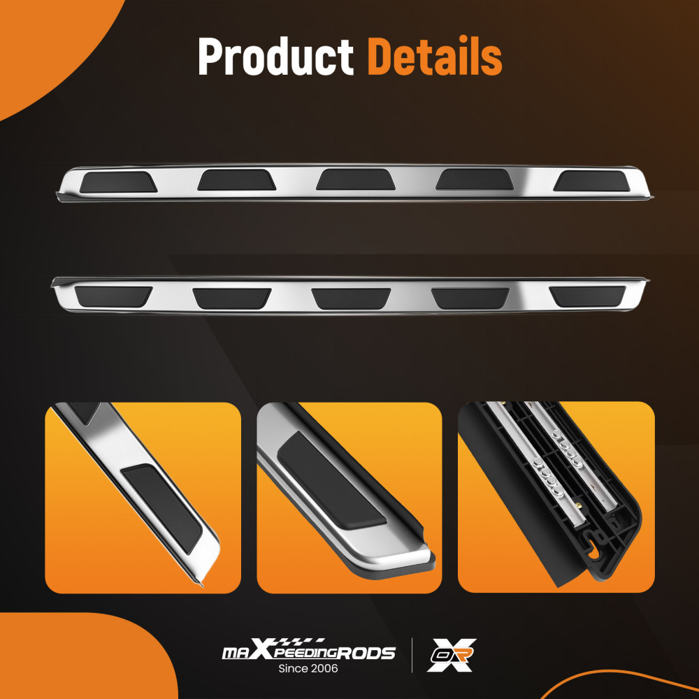 Black Side Steps Nerf Bars compatible for AUDI Q7 4L 2006-15 Running Boards Stainless Steel