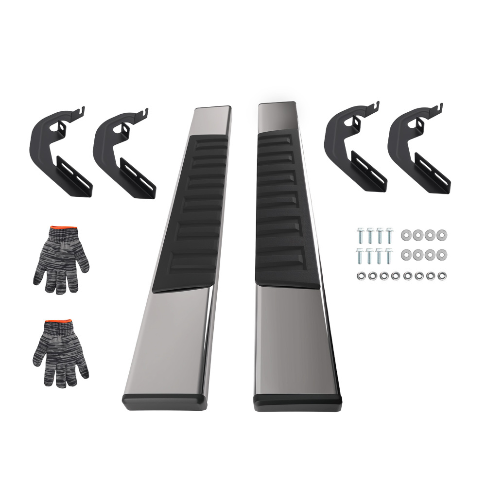 6 Black Running Board compatible for Chevy Silverado GMC Sierra 19-25 Side Steps Nerf Bars