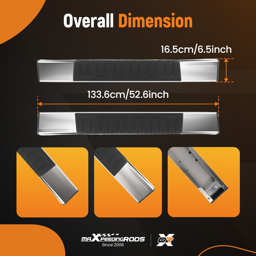 6 Black Running Board compatible for Chevy Silverado GMC Sierra 19-25 Side Steps Nerf Bars