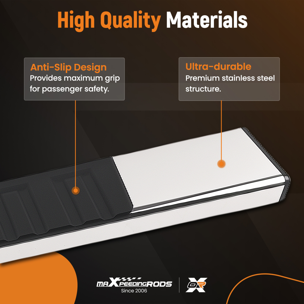 6 Black Running Board compatible for Chevy Silverado GMC Sierra 19-25 Side Steps Nerf Bars