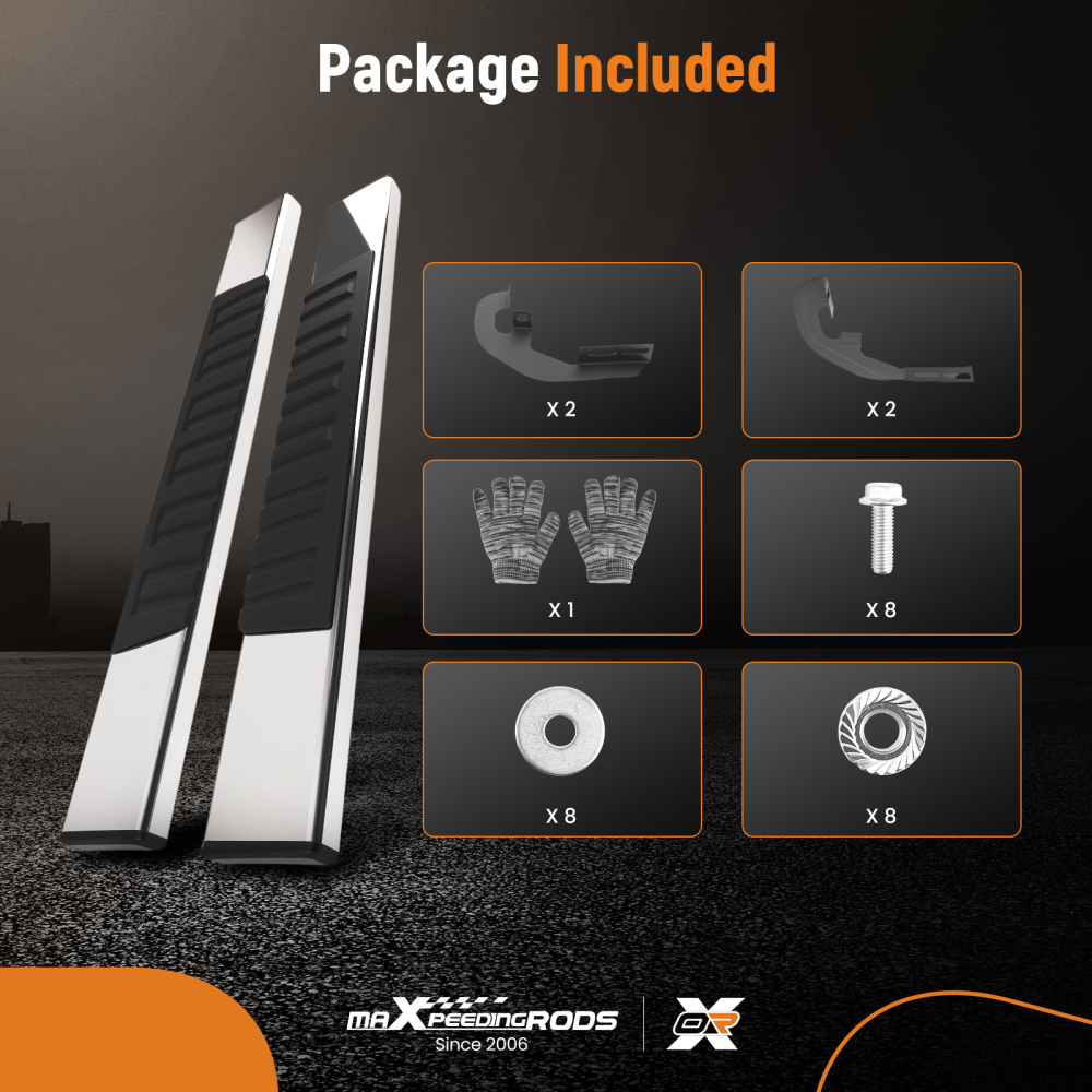 6 Black Running Board compatible for Chevy Silverado GMC Sierra 19-25 Side Steps Nerf Bars