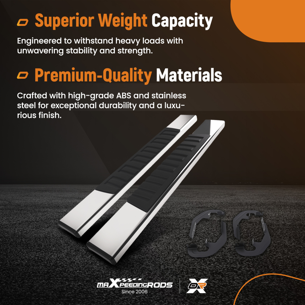 6 Black Running Board compatible for Chevy Silverado GMC Sierra 19-25 Side Steps Nerf Bars