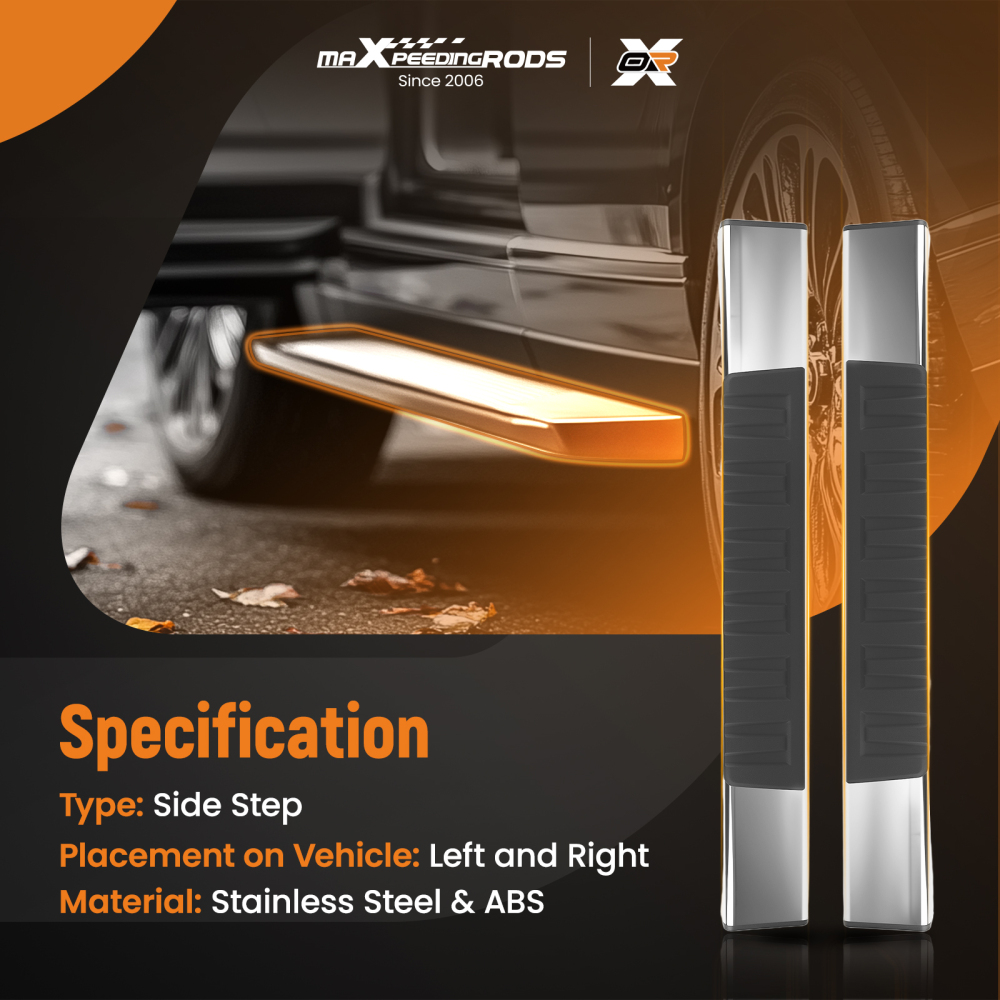 6 Black Running Board compatible for Chevy Silverado GMC Sierra 19-25 Side Steps Nerf Bars