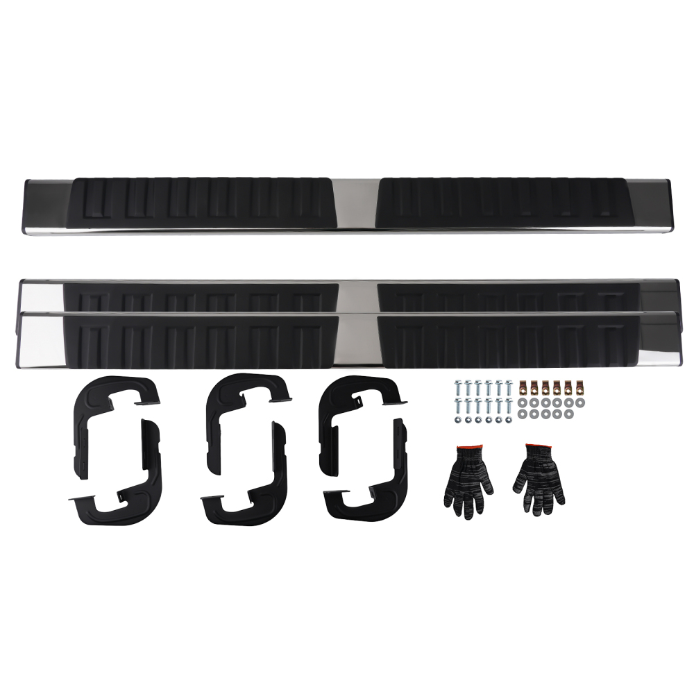 Side Running Boards compatible for Chevy Silverado GMC Sierra Crew Cab 2001-2013 Pair ABS