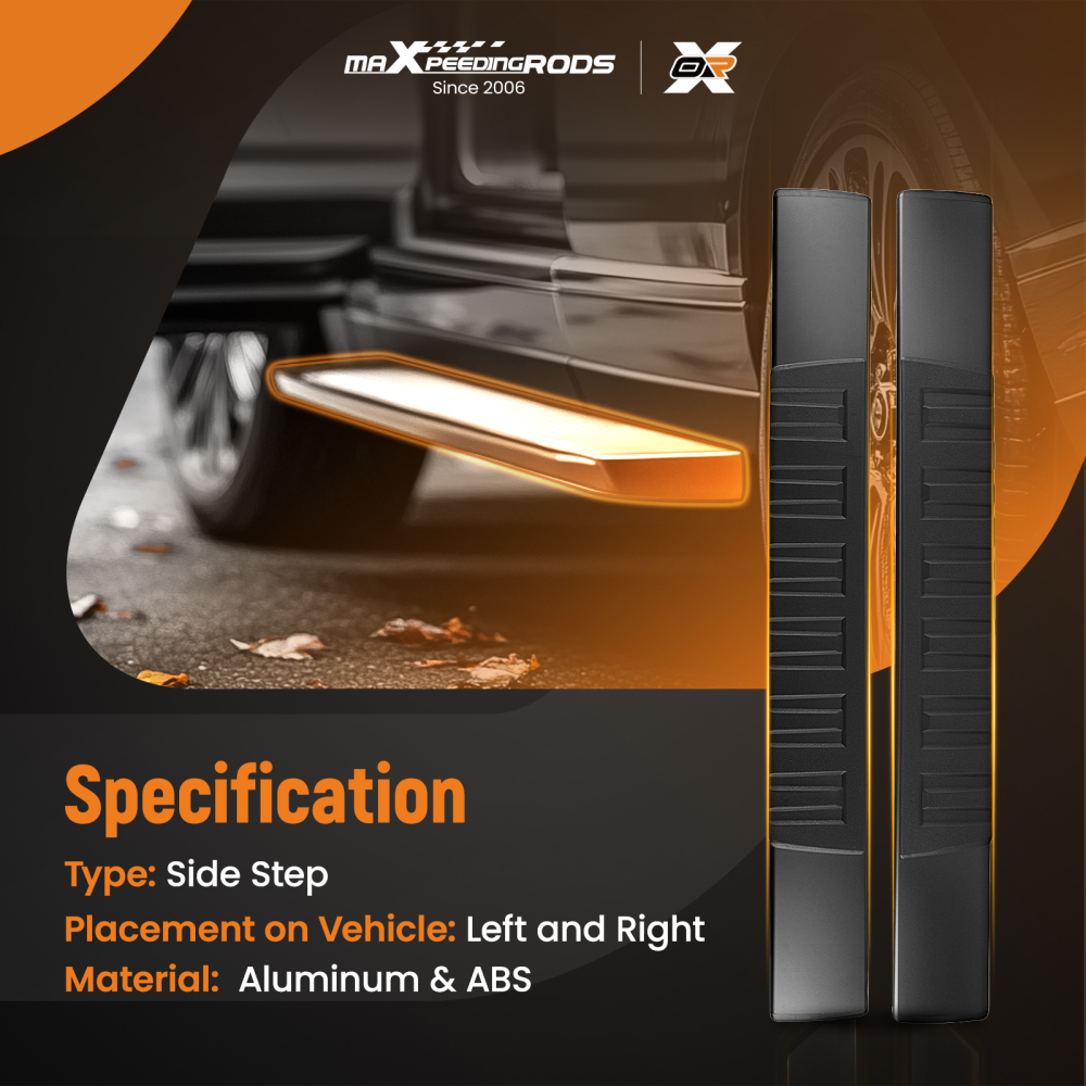 ABS Running Boards Side Steps compatible for Chevy Silverado Sierra HD 07-2019 Standard Cab