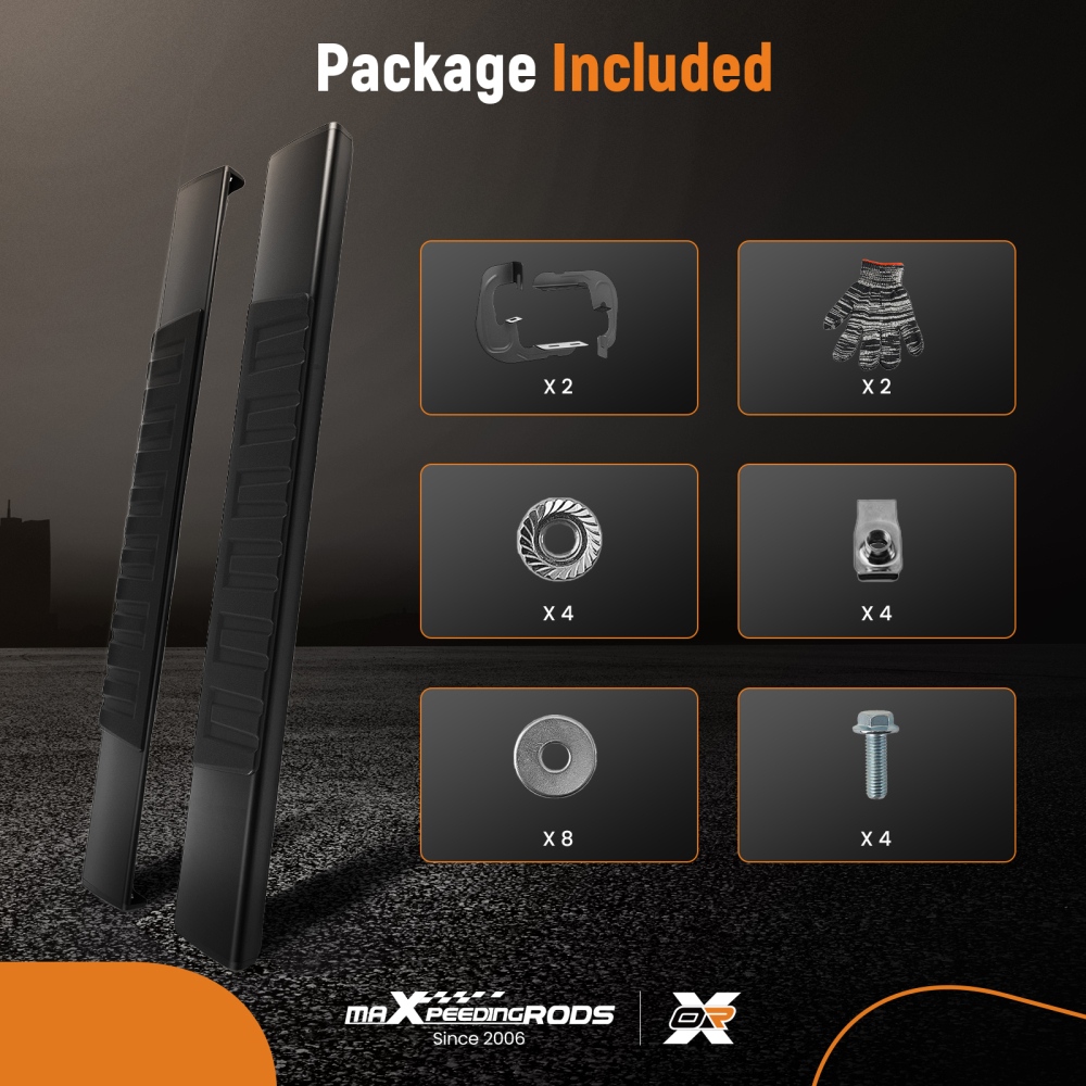 ABS Running Boards Side Steps compatible for Chevy Silverado Sierra HD 07-2019 Standard Cab