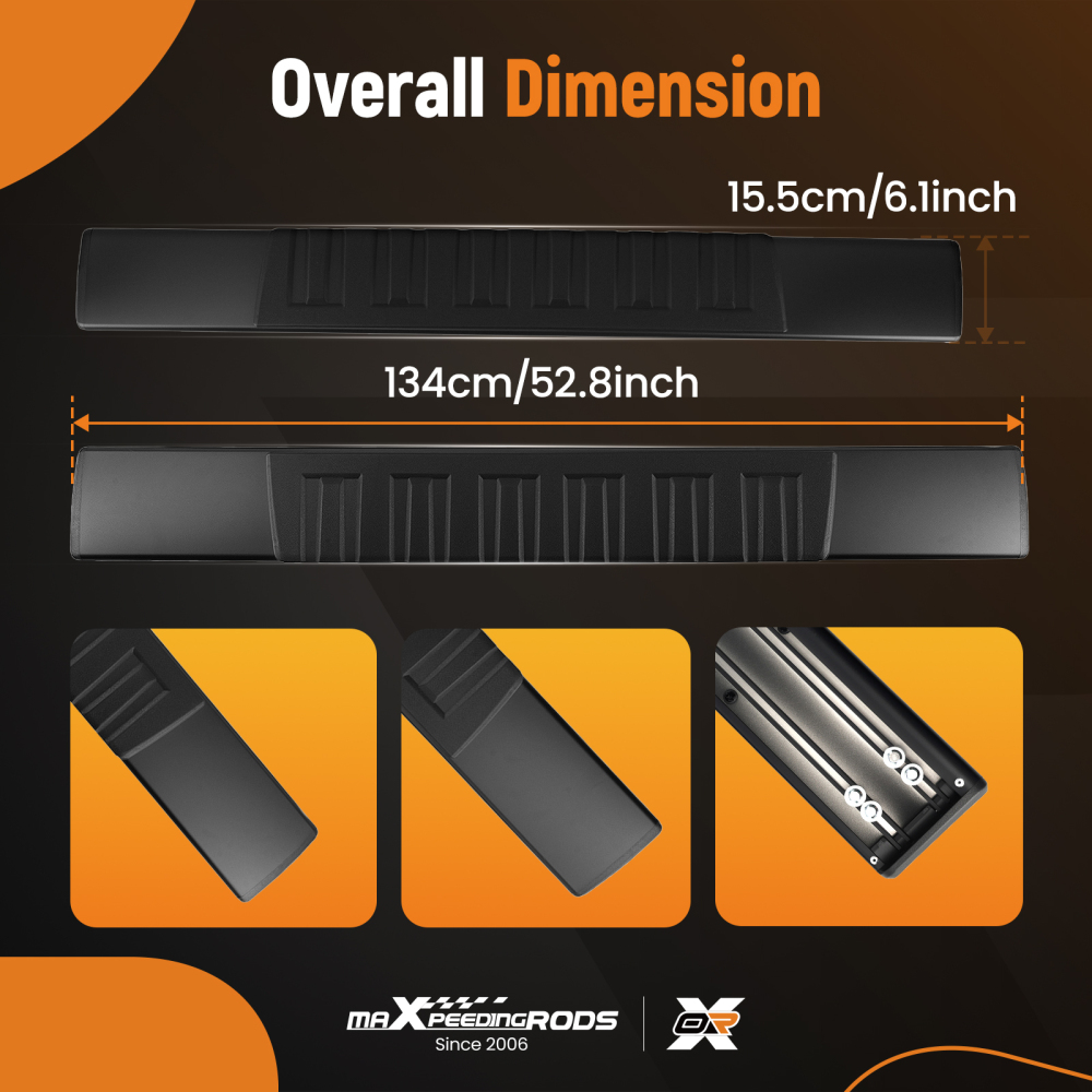 ABS Running Boards Side Steps compatible for Chevy Silverado Sierra HD 07-2019 Standard Cab