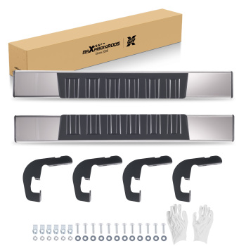 Black Side Steps Set compatible for Silverado Sierra 1500-3500HD 2007-19 Regular Cab