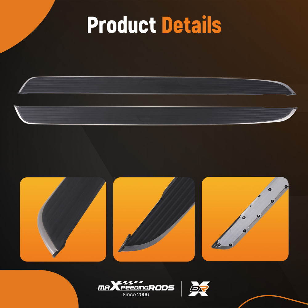 Aluminum Running Boards compatible for Range Rover Velar F Pace 2017+ Black Side Steps Pair