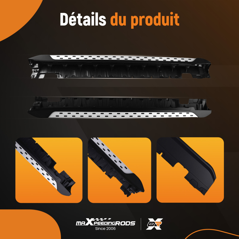 Barre Nerf Marchepied Latéral compatible pour Mercedes-Benz GLK250 GLK300 GLK350 2010-2015