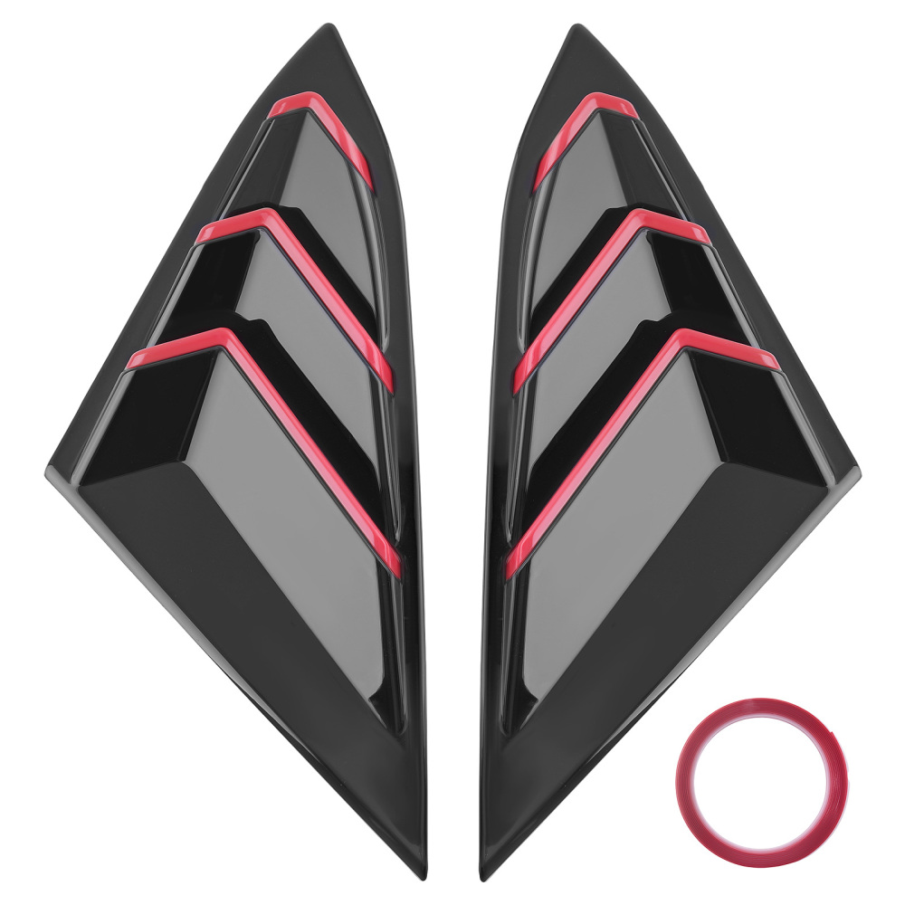 Car Window Quarter Louvers compatible for Honda Civic Sedan 2016-2021 Painted Black