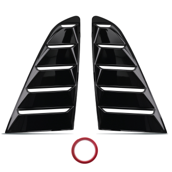 ABS Black Side Window Louvers compatible for Ford Mustang 2-DR Coupe 2015-2020