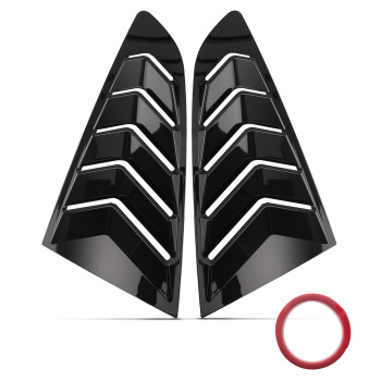 ABS Black Side Window Louvers compatible for Ford Mustang Coupe 2-DR 2015-2022 Gloss