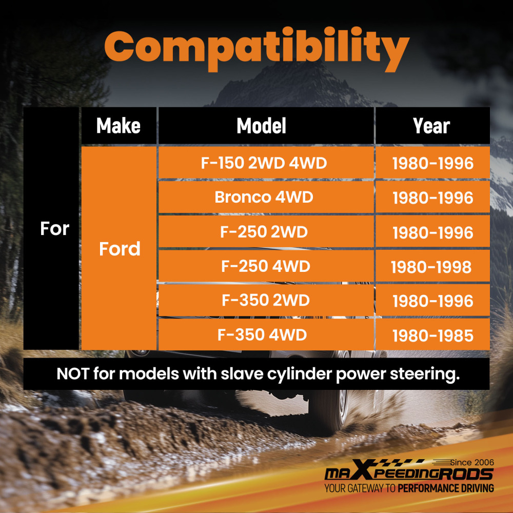 Performance Steering Damper compatible for Ford F-250 F350  2WD 1980-1996 Truck Handling