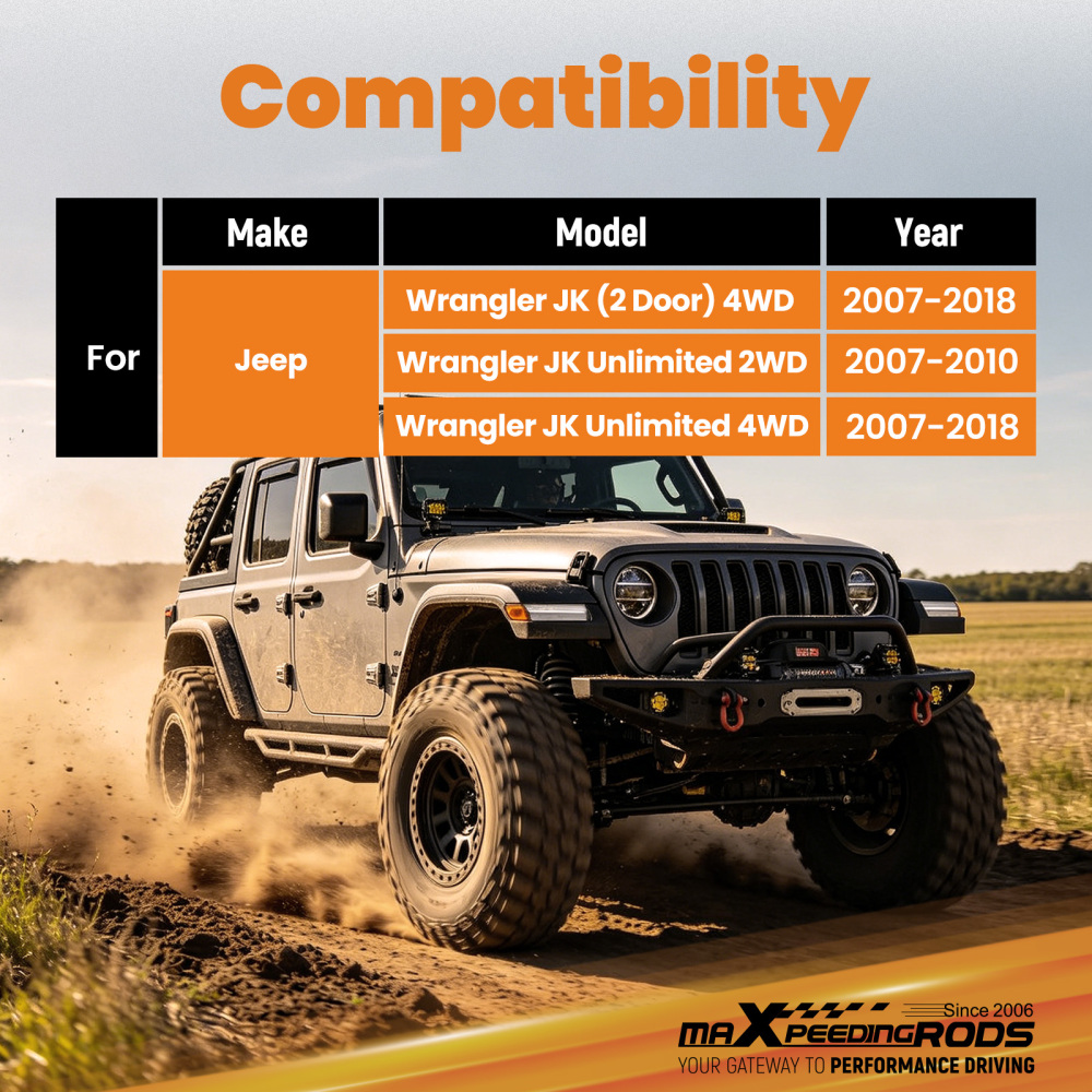 maXpeedingrods Single Steering Stabilizer compatible for Jeep Wrangler JK JKU 07-18