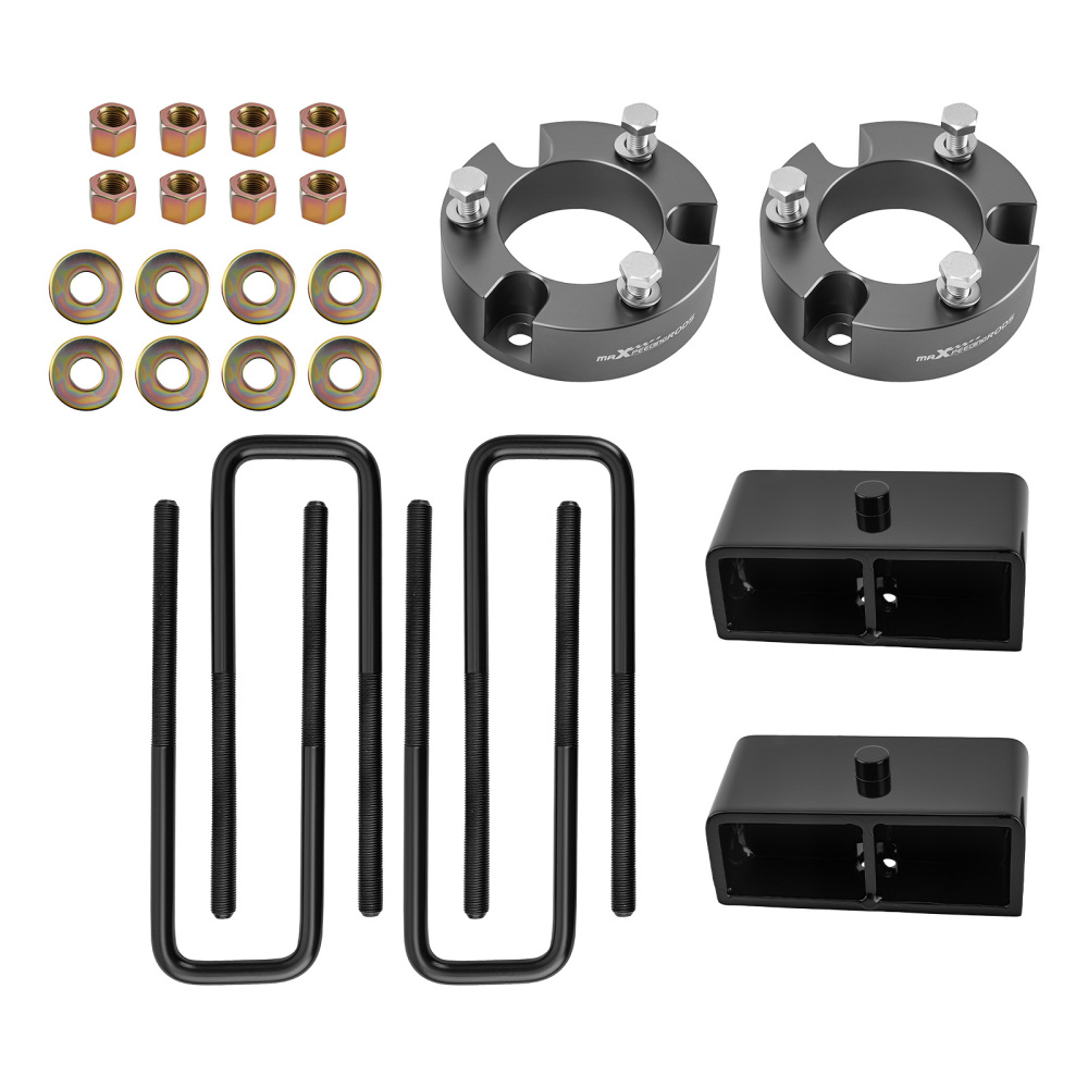 3 Front + 2 Rear Lift Spacer Kit w/U-Bolts compatible for Toyota Tundra 99-06 Black