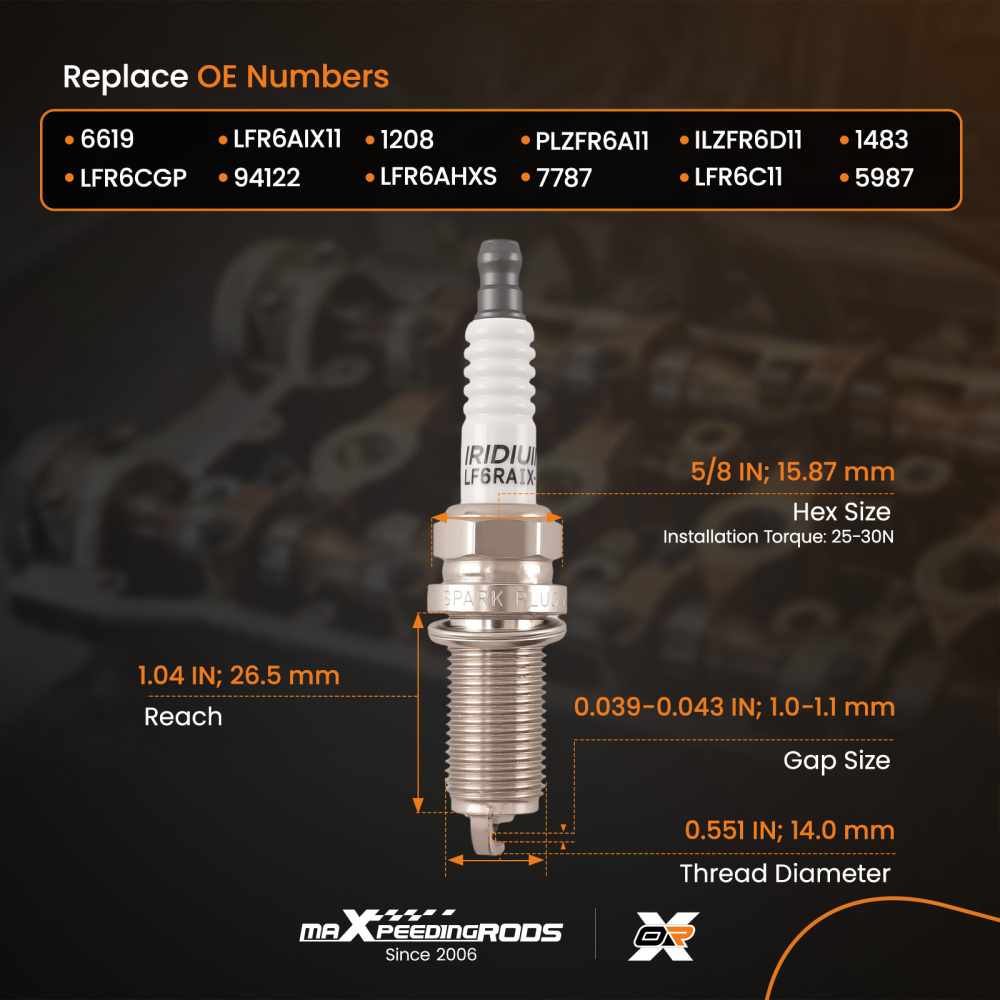 8PC Iridium Spark Plugs compatible for Toyota Tundra 2007-2020 V8 5.7L LFR6AIX-11