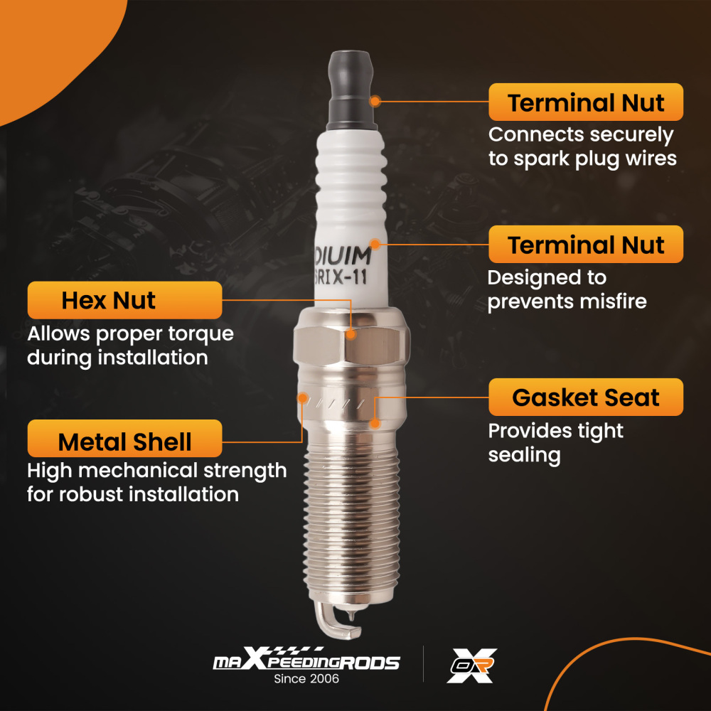 Iridium Spark Plugs compatible for Buick Cadillac Chevrolet Ford 2004-2024 V6 6509 LTR6IX11