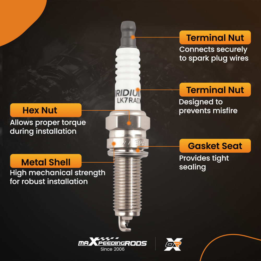 4X Spark Plugs compatible for Mercedes-Benz C250 SLK250 compatible for Kia Soul 93911 LKR7AIX Iridium