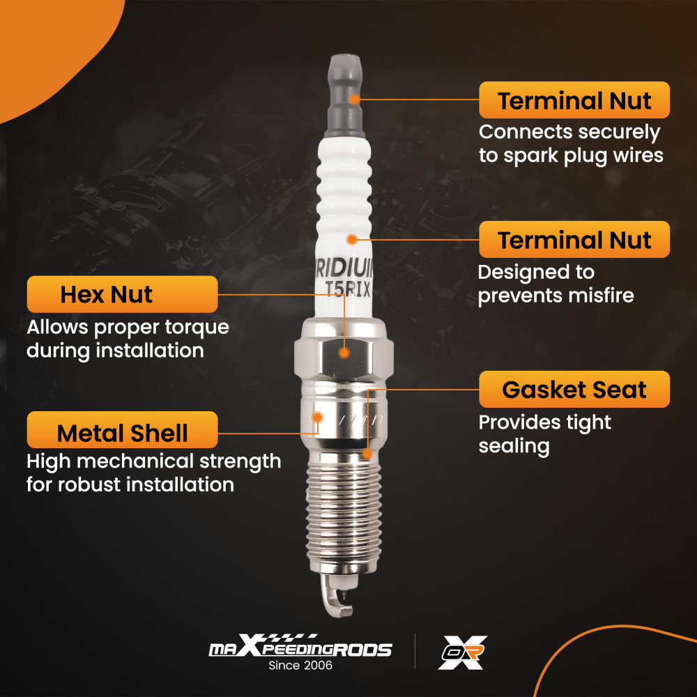 Iridium Spark Plugs compatible for Buick Riviera V6 3.8L 1986-1987 TR5IX Set of 6