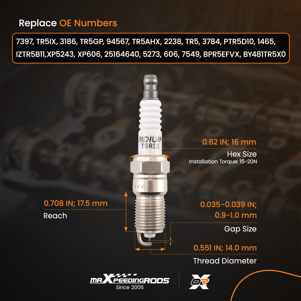 8pcs Iridium Spark Plugs compatible for Chevrolet Suburban 1500/2500 V8 5.3L 6.0L