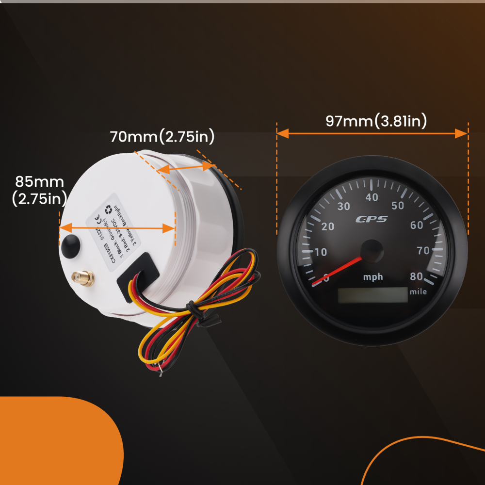 85mm Digital GPS Speedometer Gauge 0-80MPH 7 Colors For Car Boat Motorcycle