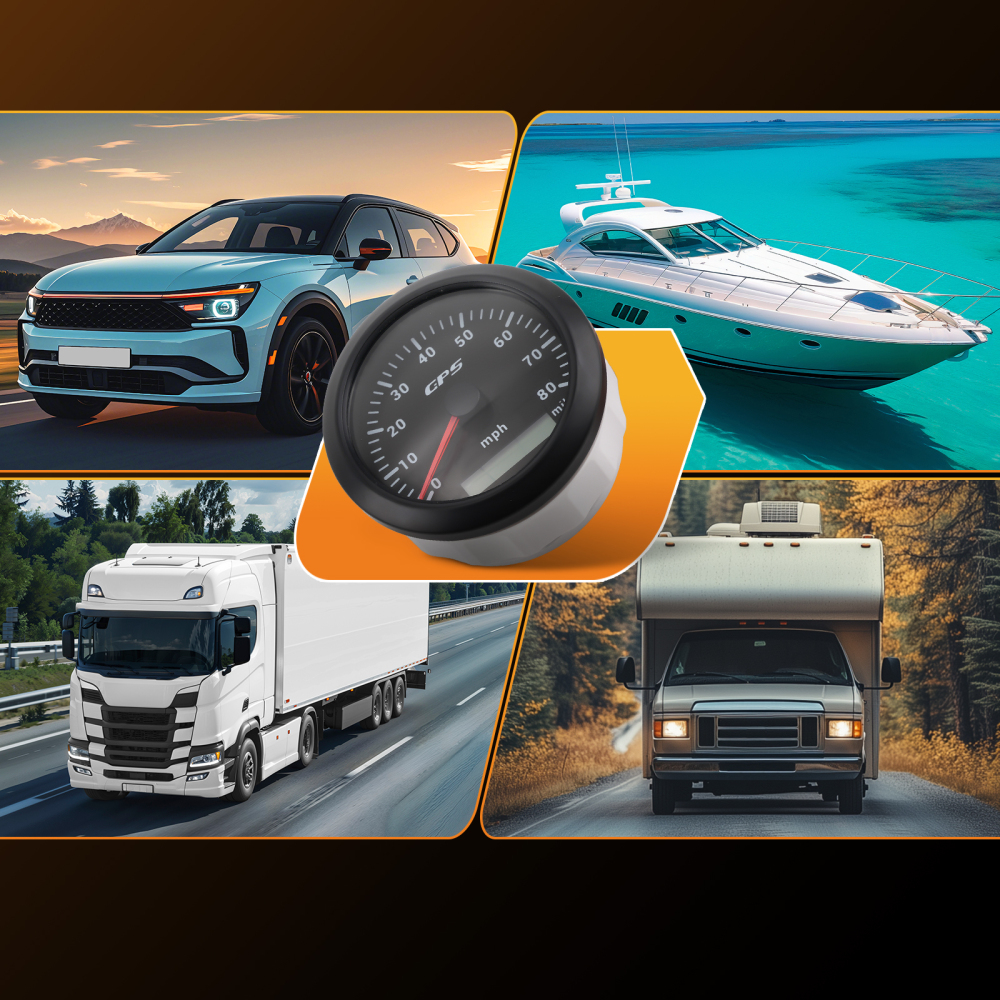 85mm Digital GPS Speedometer Gauge 0-80MPH 7 Colors For Car Boat Motorcycle