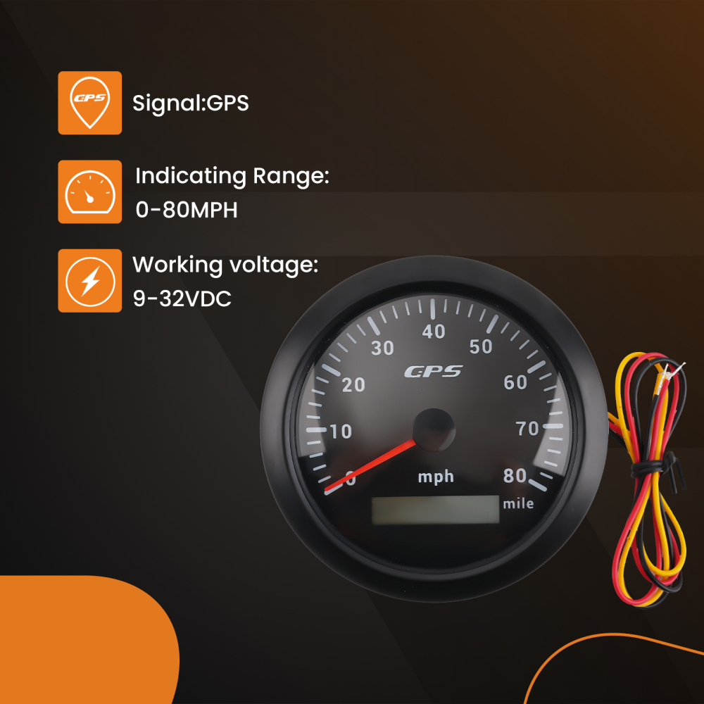 85mm Digital GPS Speedometer Gauge 0-80MPH 7 Colors For Car Boat Motorcycle