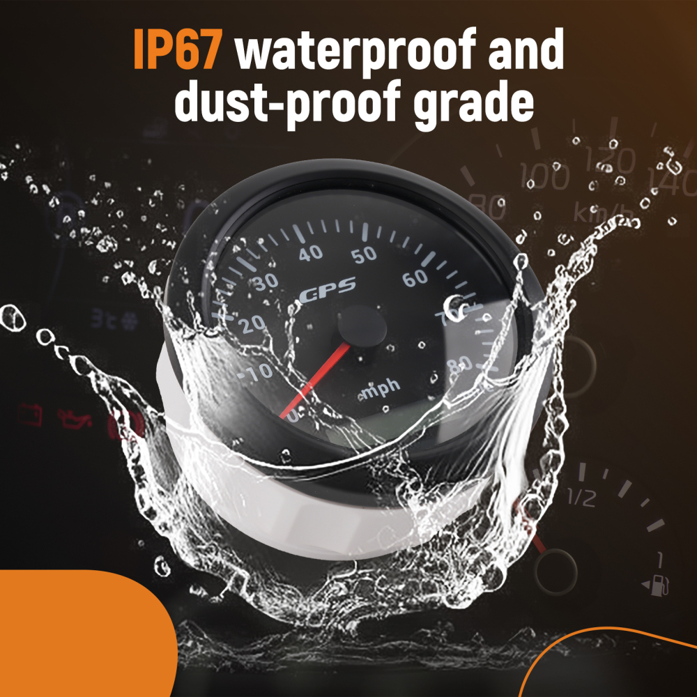 85mm Digital GPS Speedometer Gauge 0-80MPH 7 Colors For Car Boat Motorcycle