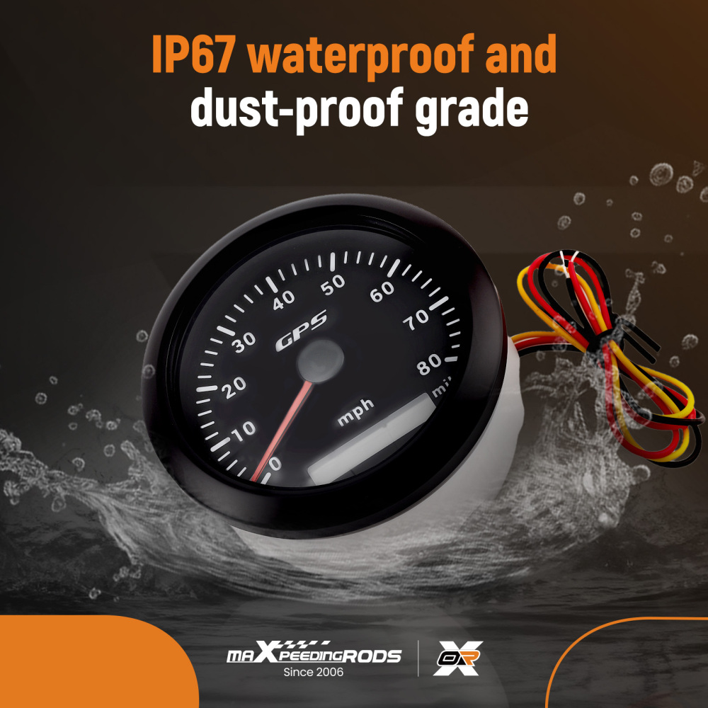 85mm Digital GPS Speedometer Gauge 0-80MPH 7 Colors For Car Boat Motorcycle