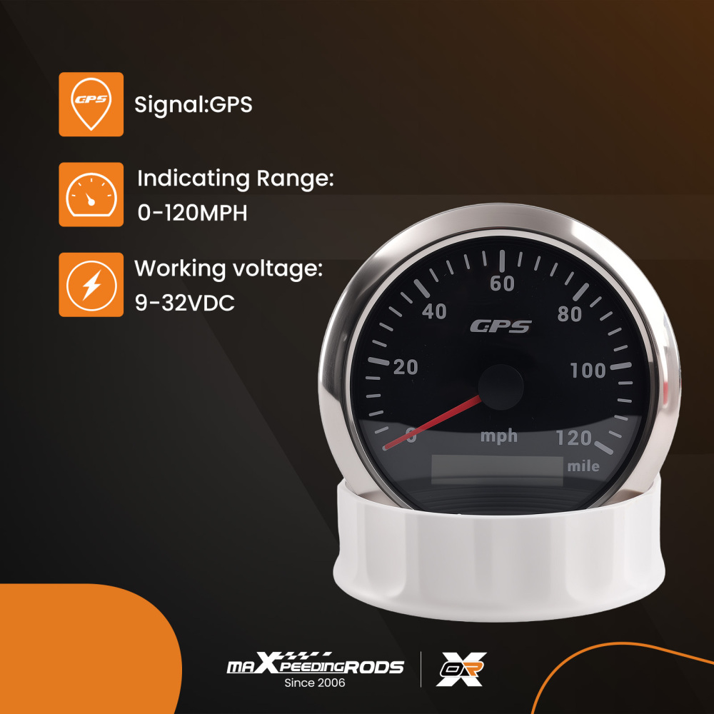 85mm GPS Speedometer Odometer 0-120MPH Gauge For Marine Boat Car Truck 9~32V DC
