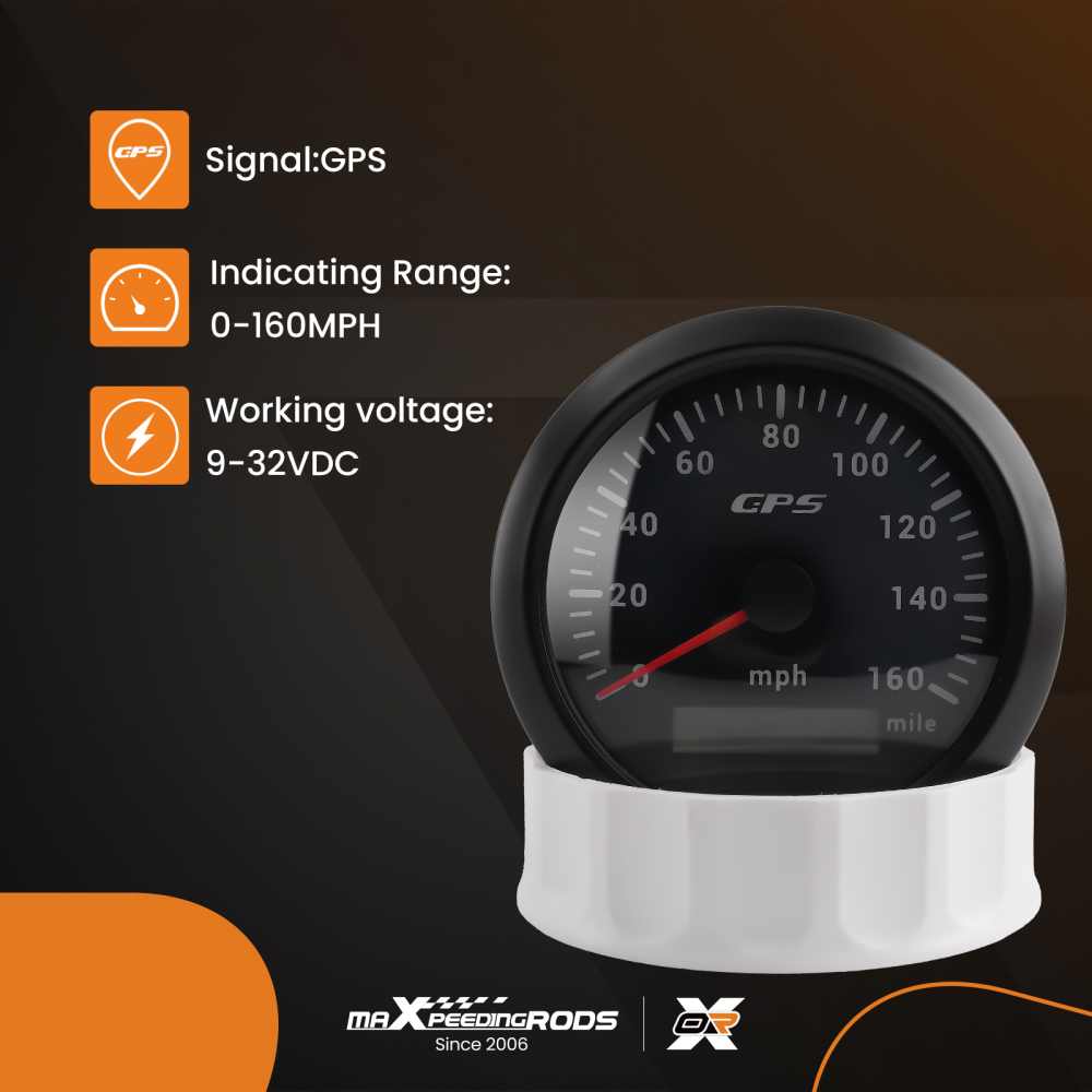 85mm Digital GPS Speedometer Gauge 0-160MPH 7 Colors For Car Boat Motorcycle