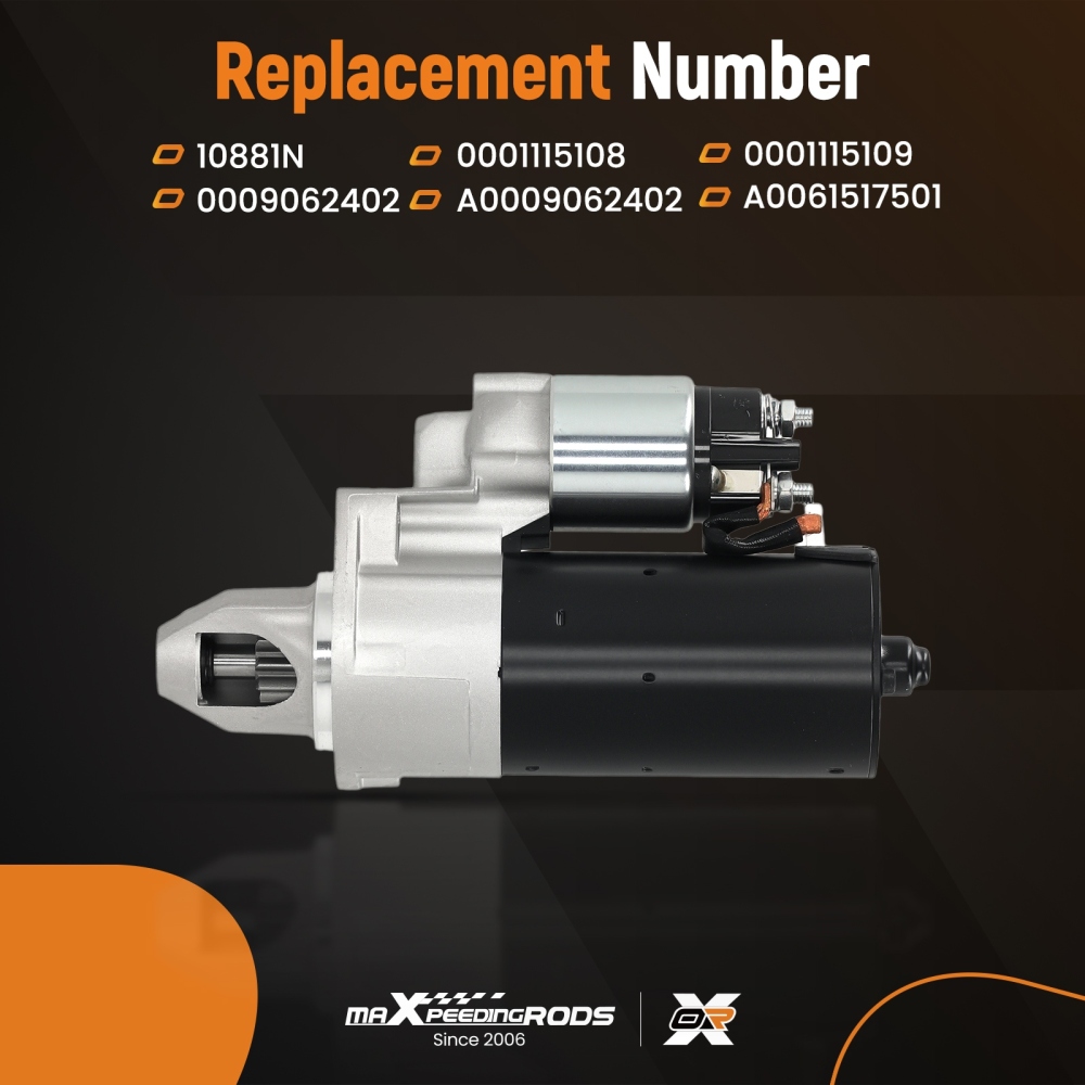 Starter Motor compatible for Mercedes Sprinter 2500 3.0L 11-18 A0009062402 1.8kW 10 Teeth