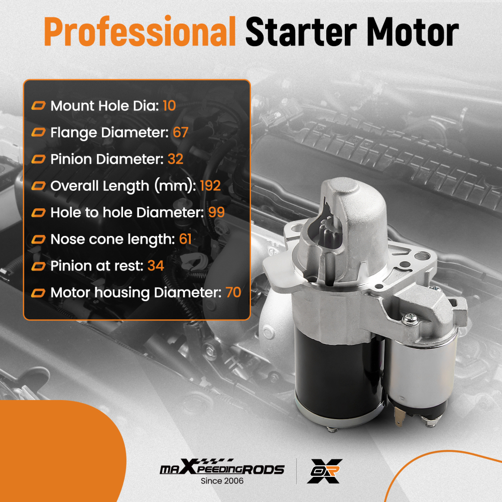 Starter Motor for all compatible for Holden Commodore VZ VE V6 (LY7) 3.6L Petrol 2004 - 2013