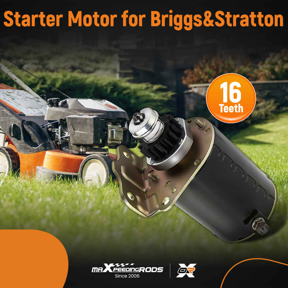 Compatible for Briggs Stratton 16 tooth Heavy Duty and Ride on Mower AM106883 Starter Motor