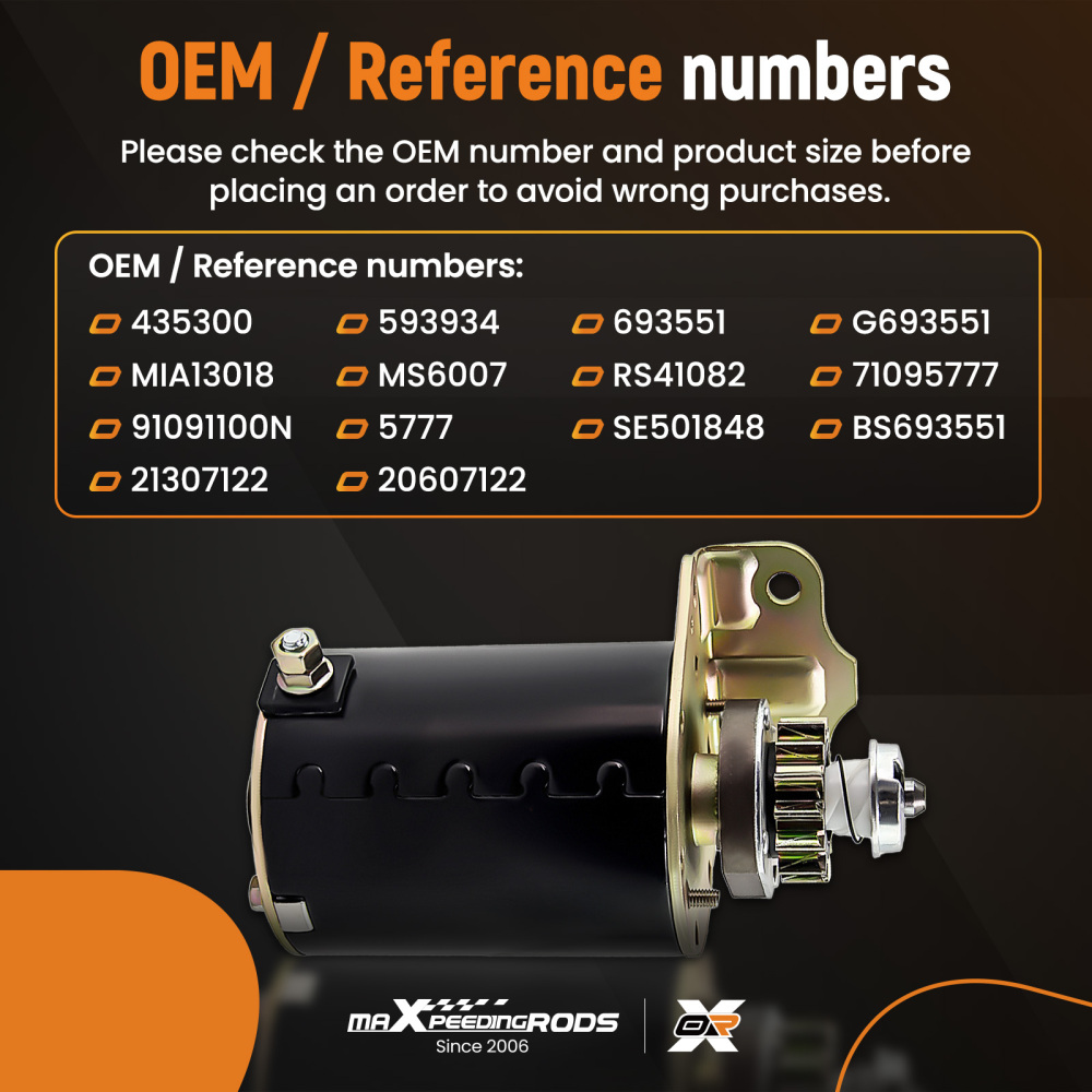 Starter compatible for Briggs and Stratton 14.5 16 16.5 17 17.5 18 18.5 14 Teeth 593934 5777